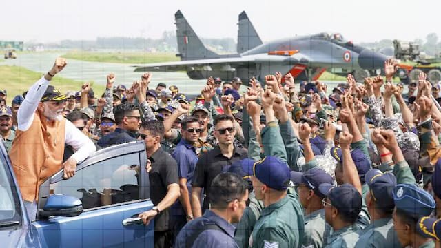 PM Modi meet Indian Soldiers at Adampur Air Base - Aadi Perception